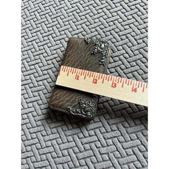Antique Sterling Silver & Leather Wallet Coin Purse Grey Brown Preloved - Picture 4 of 13